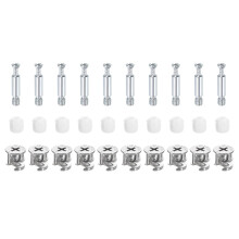 10Set 15x14mm Furniture Cam Lock Fitting with 5.8x32mm Dowel Fasteners, 3-in-1 Metal Furniture Board Connecting Screws Bolts Assortment Kit for Cabine