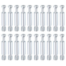 30Pcs 35mm Furniture Connecting Fittings, Thread Bolts Dowels Screws, Metal Dowel Fitting Fasteners for Cabinet Drawer and Wardrobe Furniture, Silver