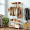 Wooden Clothes Rack Open Wardrobe With Shoe Storage White 1