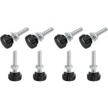 8 Sets Knurled Knobs Thumb Screws with Nuts Washers, Metric M8 x 40mm Male Thread 25mm Plastic Head, Zinc Plated Carbon Steel Stud Hand Knobs Clamping