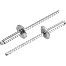 50Pcs 1/8"x1/2" 304 Stainless Steel Large Flange Round Head Rivets, Large Cap Open End Blind Rivets for construction, automotive manufacturing, aerosp