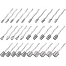 Diamond Grinding Burrs Drill Bit 1/8 Inch Shank 4/5/6/8/10/12mm Dia Cylindrical Diamond Mounted Points Bit for Carving Polishing Jade Jewelry Amber St