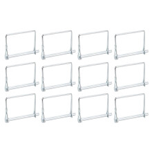 12Pcs Coupler Pin, 0.25" ID 2.76" L Carbon Steel Square Trailer Pin Shaft Locking Pin for Farm Trailers Lawn Garden, Silver Blue
