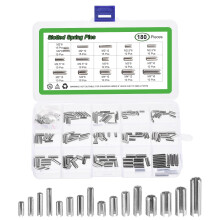 180Pcs Roll Pin Assortment Set 304 Stainless Steel Slotted Spring Pins Split Expansion Pins for Home Improvement Automotive Machine Repair, Silver