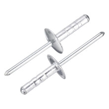 100Pcs 3/16" x3/4" Aluminum Blind Rivets, Large Head Multi Grip Aluminum Steel Mandrel Rivets Fasteners for Metal, Furniture, Automotive, Silver