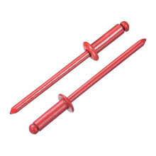 50Pcs 1/8" x3/8" Aluminum Blind Rivets, Aluminum Grip and Steel Mandrel, Dome Head Long Split Rivets for Metal, Furniture, Automotive, Red