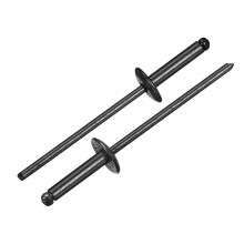 50Pcs 1/8" x1/2" Aluminum Blind Rivets, Aluminum Grip and Steel Mandrel, Large Flange Fastener Rivets for Metal, Furniture, Automotive, Black