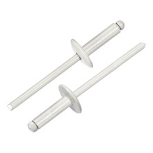 50Pcs 5/32" x1/2" Aluminum Blind Rivets, Aluminum Grip and Steel Mandrel, Large Flange Fastener Rivets for Metal, Furniture, Automotive, Gray