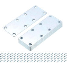 12 Set Mending Plate Metal Flat Bracket Straight Brace Fixing Joining Plate for Wood with Screws, Silver, 5.44"x1.97"