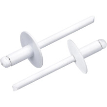 100Pcs 3/16"x5/16" Large Flange Blind Rivets, Zinc-Plated Carbon Steel Grip and Mandrel Cap Blind Rivets, White
