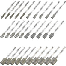 Diamond Grinding Burrs Drill Bit 1/8 Inch Shank 3/4/5/6/8/10mm Dia Cylindrical Diamond Mounted Point Bits for Carving Polishing Jade Jewelry Amber Sto