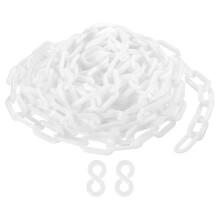 Plastic Chain Links, 1.9-Inch 25 Foot Plastic Barrier Chain Safety Chains Safety Barrier Chains with S-Hooks for Crowd Control Queue Line Fence Gate D