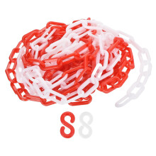 Plastic Chain Links, 1.9-Inch 25 Foot Plastic Barrier Chain Safety Chains Safety Barrier Chains with S-Hooks for Crowd Control Queue Line Fence Gate D