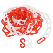 Plastic Chain Links, 1.3-Inch 10 Foot Plastic Barrier Chain Safety Chains Safety Barrier Chains with S-Hooks for Crowd Control Queue Line Fence Gate D