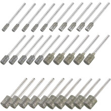 Diamond Grinding Burrs Drill Bit 1/8 Inch Shank 4/5/6/8/10/12mm Dia Cylindrical Diamond Mounted Point Bits for Carving Polishing Jade Jewelry Amber St