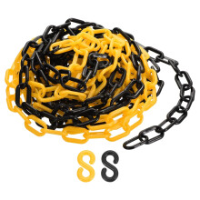 Plastic Chain Links, 1.4-Inch 25 Foot Plastic Barrier Chain Safety Chains Safety Barrier Chains with S-Hooks for Crowd Control Queue Line Fence Gate D