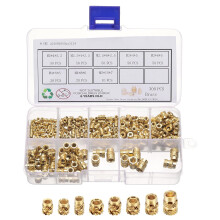 300pcs M2 M2.5 M3 M4 M5 Metric Threaded Inserts Brass Heat Set Insert Knurled Nuts Assortment Kit, 3D Printing Brass Nuts Female Threaded Inserts Nuts