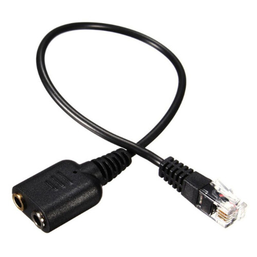 4X Headset Adapter RJ9 Plug Dual 3.5 mm Audio Socket Socket to Plug RJ9 Plug Adapter Converter Cable for Telephone 1