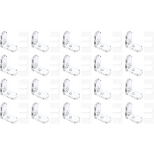 20 Set Acrylic Corner Bracket, L-Shaped Corner Connector Joint Hanger Brace Brackets Transparent w/Sticker for DIY Display Box