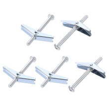 M8 x 100mm Male Thread Spring Loaded Hollow Wall Round Head Toggle Bolt 10pcs