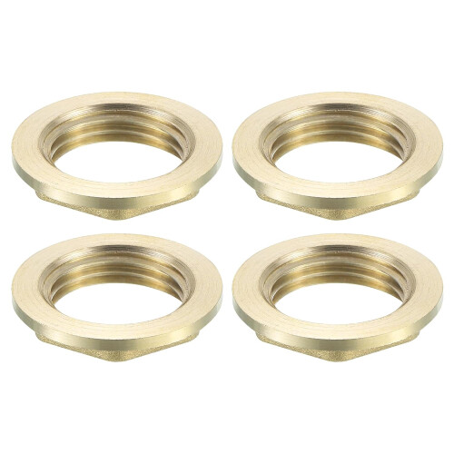 G1/2 Pipe Fitting Hex Flange Lock Nut Locknut Female Threaded Fastening Thin Nut for Plumbing Fixed, Brass 4Pcs