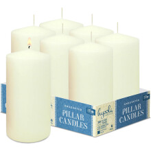 Bougies Cylindriques Non Parfumées Lot de 6 Décoratives Beige 75x150 mm