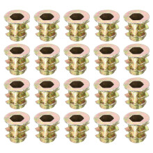 60Pcs Threaded Inserts, M4-0.7x8 Zinc Alloy Hex-Flanged Nut Threaded Inserts, Hex Socket Drive Nut Threaded Inserts Bolt Fastener Connector for Wood,