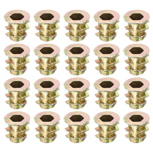 60Pcs Threaded Inserts, M4-0.7x8 Zinc Alloy Hex-Flanged Nut Threaded Inserts, Hex Socket Drive Nut Threaded Inserts Bolt Fastener Connector for Wood,