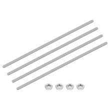 4Set M5-0.8x200mm Fully Threaded Rods, Threaded Rods Bar Studs with Nuts, 304 Stainless Steel Long Thread Screws Hardware for U-Bolts, Anchors, Clamps