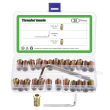 25Pcs 5/16"-18x1 Threaded Inserts Nuts, Zinc Alloy Hex Socket Drive Screw-in Nut Threaded Inserts with 1Pcs Hex Wrench, Wood Inserts Bolt Assortment K