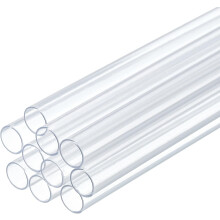 10 Pcs Clear Plastic Rigid Tubing 7mm ID x 8mm OD, 0.5 Meters Length Round Polycarbonate Tubing for Aquarium Water Pipe, Water Cooling System, Plumbin