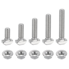 90Pcs t Slot Drop-in Bolt, M5 x 12/16/20/25/30mm T-Slot Bolts Carbon Steel Hammer Head T-Bolt with Hexagon Flange Nut for Standard 2020 Series Aluminu