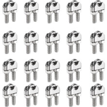 20 Pcs M6 Stainless Steel Wire Rope Clip Clamps, 1/4" Wire Rope U-Bolt Cable Clamps Saddle Fastener for Wire Rope Rigging Tent Rope Guardrail System