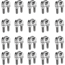 20 Pcs M10 Stainless Steel Wire Rope Clip Clamps, 3/8" Wire Rope U-Bolt Cable Clamps Saddle Fastener for Wire Rope Rigging Tent Rope Guardrail System