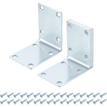 4 Set L Corner Bracket Corner Brace Metal Joint Right Angle Brackets Fastener with Screws for Wood Shelves, Silver, 2.76"x1.97"x2.76"