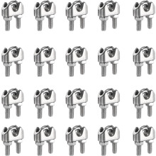 20 Pcs M8 Stainless Steel Wire Rope Clip Clamps, 5/16" Wire Rope U-Bolt Cable Clamps Saddle Fastener for Wire Rope Rigging Tent Rope Guardrail System