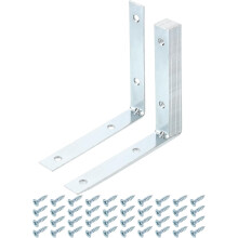 10 Set L Corner Bracket Corner Brace Metal Joint Right Angle Brackets Fastener with Screws for Wood Shelves, Silver, 3.94"x0.59"x3.94"
