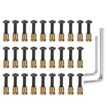 28Sets M6 x 25mm Furniture Screw Threaded Inserts for Wood, M6 x 15mm Inserts Nut Bolt Fastener Connector with Hex Socket Drive Mount for Secure Joint