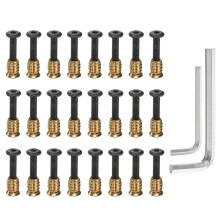 24Sets M6 x 25mm Furniture Screw Threaded Inserts for Wood, M6 x 15mm Inserts Nut Bolt Fastener Connector with Hex Socket Drive Mount for Secure Joint