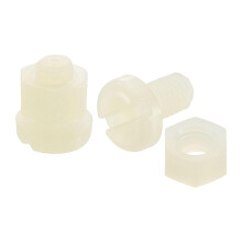 50Sets Nylon Screw Nut Assortment, M5-0.8x8mm Slotted Pan Head Screws & M5 Hex Nuts for Machinery, Electronics, White