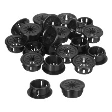 28Pcs Desk Grommet Black, Snap Bushing Grommet with Shutter for Holes with 0.75"(19mm) Mounting, Round Nylon Snap in Cable Desk Grommet for Cables and