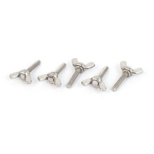 M4 x 20mm Thread 304 Stainless Steel Wing Bolt Butterfly Screw Silver Tone 5pcs