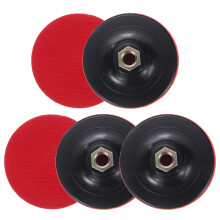 4 Inch Hook and Loop Backing Sanding Pads with M14 Thread for Diamond Sanding Finishing Polishing Buffing Pads, Black + Red 5pcs