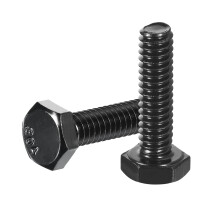 5Pcs 1/4-20 x 1 Hex Head Bolts, 304 Stainless Steel Fully Threaded Hex Head Screw, Black Oxide Finish, Hex Bolts for Construction, Machinery Manufactu