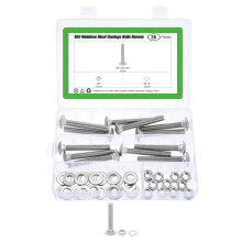 12 Set Carriage Bolts and Nuts Kit, 3/8"-16x2-3/4 Stainless Steel 304 Round Head Square Neck Carriage Bolts Screws and Hex Nuts and Flat Washers - Sil