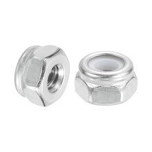 10Pcs #10-24 Nylon Insert Hex Lock Nut, 304 Stainless Steel Self-Locking Nylon Insert Stop Nut for Industrial Construction Fasteners, Silver&White