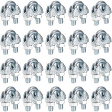 20 Pcs M5 Steel Wire Rope Clip Clamps, 3/16" Wire Rope U-Bolt Cable Clamps Saddle Fastener for Wire Rope Rigging Tent Rope Guardrail System