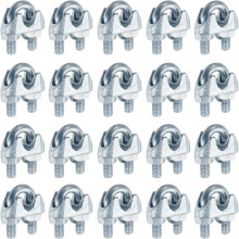 20 Pcs M6 Steel Wire Rope Clip Clamps, 1/4" Wire Rope U-Bolt Cable Clamps Saddle Fastener for Wire Rope Rigging Tent Rope Guardrail System