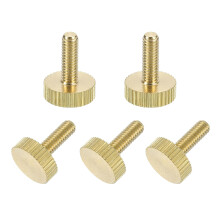 5Pcs Brass Knurled Thumb Screws, M4x12mm Flat Stripe Bolt Knob Fasteners Solid Brass Diamond Knurled Thumb Screws Knobs for Electronic, Mechanical