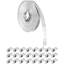 304 Stainless Steel Hose Clamps, Cut-To-Fit 39.4 ft Metal Strap + 24 Stronger Fasteners Kit, Adjustable Worm Gear Band Hose Clamps for DIY Intercooler